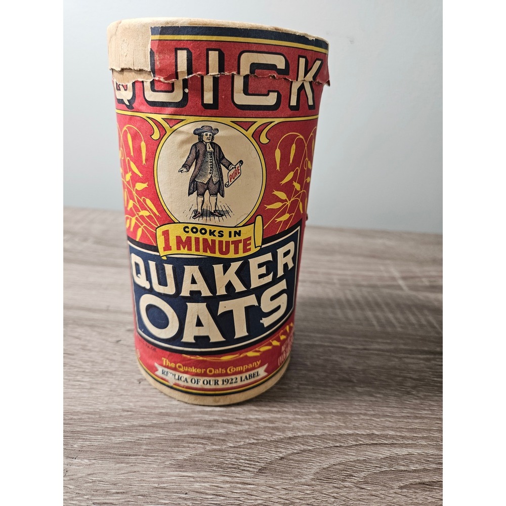 Vintage Quaker Oats‎ Replica 1922 Label Cardboard Canister Storage Tin Decor